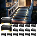 Solpex Solar Outdoor Lights, 16 Pack Solar Deck Lights, Waterproof Solar Stair Lights, Solar Powered LED Lights for Outdoor Stairs, Steps, Fence, Yard, Patio, Pathway, Decoration(Black,Warm White)