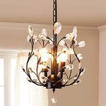 Ganeed Vintage K9 Clear Crystal Chandeliers Ceiling Lighting Pendant Lighting Fixture for Living Room Dinning Room Restaurant Porch Hallway Black 3 Lights