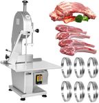 Electric Band Saw Machine, 1500W Meat Saw Machine, Stainless Steel 20'' x 15'' Countertop Bone Saw Machine, 0.8-5.9'' Cutting Thickness Frozen Meat Cutter, For Rib Pork Steak, With 6 Saw Blades