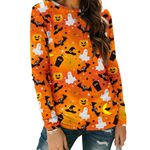 Zeagoo Womens Halloween Costumes 2024 Long Sleeve Tshirts Crewneck Gothic Clothes Pumpkin Shirts