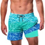 Cozople Swim Trunks for Mens Cool Water Light Gradient Beach Swimming Shorts Breathable Quick Dry Surfing Board Shorts for Pool Party