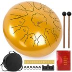 lotmusic Steel Tongue Drum 13 Notes 12inch Handpan Drum Kit Tank Drum Percussion Instrument with Drum Mallets Padded Travel Carry Bag Music Book and Finger Picks for Beginner Adult Kids