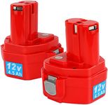 2 Pack 12 V 4.5.0 Ah Ni-Mh Replacement Battery for Makita 1222 Battery 1220 1233 1234 1235 1235B 1235F 1050D 4013D Red Tool Replacement Battery 12V