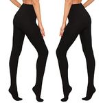 HA WA 2 Pairs Women's Super Opaque Tights, Warm Fleece Lined Tights with Control Top