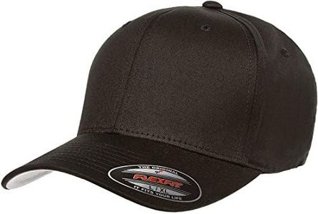 Flexfit Cotton Twill Fitted Cap, Black, Small/Medium, Black, Small-Medium