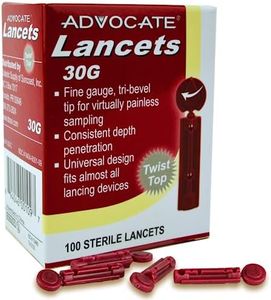 Advocate 30G Sterile Blood Lancets for Dietetic Testing, Add to Universal Lancing Devices, Easy-to-Use Twist Top and Thin Lancets, Essential Diabetic Supplies 100 Count