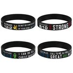 kilofly 4pcs Christian Religious Scripture Bible Verse Rubber Bracelet Wristband