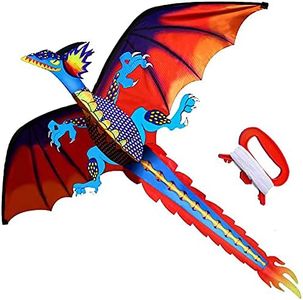 HENGDA KITE-Upgrade Classical Dragon Kite Stereoscopic Dragon Kites for Kids & Adults Easy to Fly for Beginner Easter 55inch x 62inch Single Line with Tail