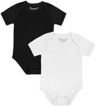 Jimonda Baby Bodysuits Rayon from Bamboo Short Sleeve Baby Boys Girls Rompers Soft Outfits Newborn Clothes (Black&White,6-9 Months)