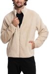 Mad Dog Men's Sherpa Jacket Ultimate Fuzzy Sweater for Men, Fleece Winter Coats, Mens Cold Weather Jackets, Off White, Small