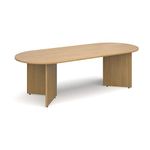 Mr Office Arrow head leg radial end boardroom table 2400mm x 1000mm, Oak