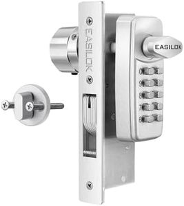 EASILOK Keyless Mechanical Storefront Lock, DIY No-Drill Commercial Mortise Replacement, Fits 31/32" Backset, Silver, Hook Bolt