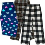 Mad Dog Girl's Pajama Pants - 2/3 Pack, Soft Micro Fleece Fashion Sleepwear Lounge. Sizes: 6-16, 3 Pack, 14-16, Hearts/Buffalo/Black Plaid