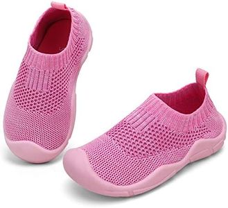 STQ Baby Shoes for Girls Slip on Sneakers Sock Kids School Shoes Pink Size 4 Toddler