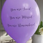 ANGEL & DOVE 25 Purple Funeral Balloons 'You are Loved, Missed, Remembered' - Biodegradable, for Memorial, Remembrance, Celebration of Life