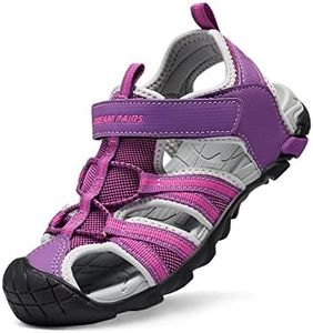 DREAM PAIRS Boys Girls Outdoor Summer Sport Athletic Sandals for Little/Big Kid,Size 9 Toddler,Purple/Fuchsia/Light/Grey,170813-K