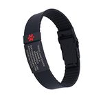 Personalized ID Bracelet Custom SOS Medical ID Wristband Silicone Clasp Sport Alert Bracelet for Athletes