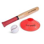 Hy-Pro Premium Rounders Set - Softball Set Includes 18-Inch Wooden Bat with Anti-Slip Grip, Rounders Ball, Cones & Easy Carry Bag - Ideal for Family, Kids & Adults - For Motor Skills & Coordination