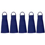 RAJRANG Navy Blue Aprons Set of 5 Cotton Cooking Chef Apron for Women Men 68 x 88 cm