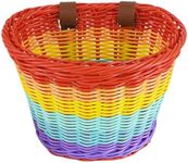 Kids Bicycle Basket Rainbow Bike Basket Cute Bicycle Handlebar Basket Cycling Baskets Front Basket with Straps Bike Accessories for Boys Girls Bicycle Trike Scooter Balance Bike