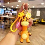 GRACIOUS MART Silicone (1 Pcs Animal Tube Key Chain Cartoon Telescopic Giraffe Shape Gift Schoolbag Pendant Key Anime Fidget Toy Key Ring (Orange Jiraf Orange)