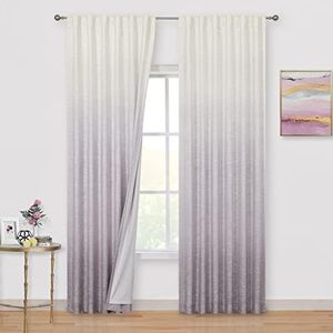 Vision Home Purple Ombre Full Blackout Curtains 84 inches Two Tones Window Curtains for Bedroom Living Room Gradient Light Blocking Lavender Drapes Rod Pocket Back Tabs 50" Wx84 Lx2