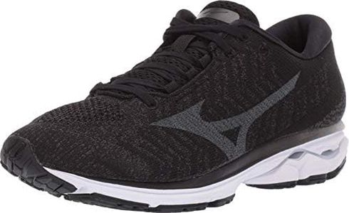 Mizuno Womens Wave Rider 23 Waveknit, Black-Dark Shadow, 6 D