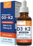 Sandhu's Vitamin d Drops for Adults | 5000 IU D3 Liquid, 120mcg K2 Supplement | D3K2 Supports Immune, Heart & Bone Health | Vitamin D3 K2 Drops for Faster Absorption | 1 Fl Oz