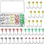 Skylety 60 Pcs Jig Heads for Fishing Crappie Jig Heads Lures Double Eye Ball Heads Fishing Hooks for Bass Trout for Freshwater and Saltwater (Bright Colors,1/32 Oz, 1/16 Oz, 1/8 oz and 1/4 oz)