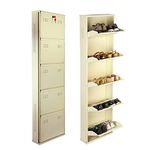 Laxmi KAPAT 5 Door Metal Shoe Rack Wall Mounted for Home with Central Locking, Can Hold Upto 20 Shoes Pair, 3 Year Warranty (67 x 20 x 6 Inch, Ivory)