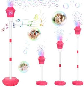 Joellfuner Machine à Bulles Automatique, Soufflante à Bulles pour Enfants, Machine à Bulles de Savon de Mariage avec 20 Sacs de Recharge, Machine à Bulles Debout pour Anniversaire, Noël (Rouge)