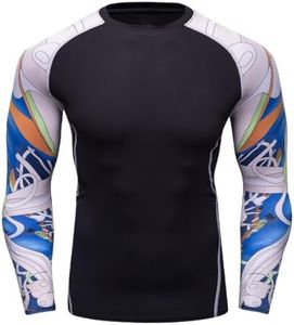F.Q Yuqee Men's Compression Long Sleeve Gym Training Shirt Black 13 S