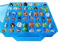 HOME4 Double Sided No BPA Toy Storage Container - Compatible with Mini Toys, Small Dolls Bakugan, Tools - Toy Organizer Carrying Case - 48 Compartments (Blue)