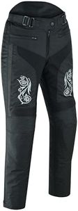 Warrior Gears Graphic Women Motorcycle Ladies Motorbike Trousers Waterproof Windproof Thermal Lining Protective Removable CE Armour Biker Pant (8) Black