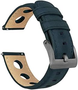 BARTON WATCH BANDS, 18mm Navy - Rally Horween Leather Gunmetal Buckle Watch Bands - Quick Release - Choose Strap Color & Width