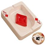 Fashion Poker Style Ceramics Ashtray for Indoor or Outdoor Use Tray for Cigarettes, Cigars and Smoking Home Office Decoration Fancy Gift for Men Women (D)