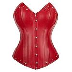 jutrisujo Women's Bustiers & Corsets Bustier Top Leather Steampunk Gothic Pirate Costume Plus Size Red 6XL