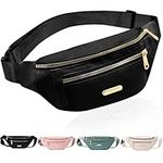 Fanny Pack Fashionable Waist Bag Casual Travel Bum Bag with 3 Zipper Pockets for Women Men Sports Running Hiking Jogging (Black)