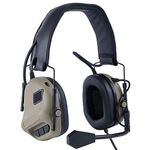 ATAIRSOFT Tactical Headset Wargame Hunting Headphone Without Noise Cancellation Function (Tan)