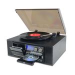 10 in 1 Vinyl Record Player 3 Speed Bluetooth Vintage Automatic Turntable CD Cassette Player AM/FM Radio USB Recorder Aux-in RCA Line-Out (Black)