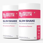 NUTRUTH-High Protein Meal Replacement Strawberry Flavoured Slim Shake | 21Gm Protein/Serving | Weight Control & Management Protein Shake (500 Gm) (Pack of 2)