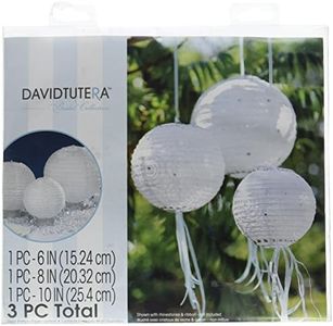 Darice David Tutera 3 Piezas Linternas de Papel, 6/8/impresión de Remolino de 25,4 cm, Color Blanco
