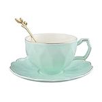 fanquare Green Embossed Tea Cup and