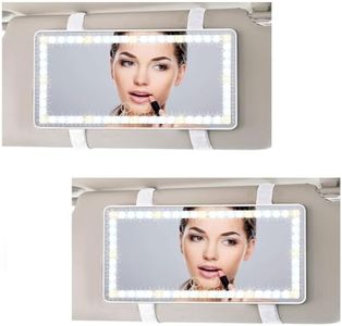 Feisate 2 Pack - Car Mirror Vanity with Lights, Rechargeable LED Mirror for Car - 3 Light Modes, Car Visor Mirror with Light, LED Car Mirror Light, Vanity Mirror with Lights for Car, White