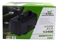Venus Aqua V2400 Submersible Water Pump for Aquarium, Pond, Fountain & Hydroponics | 60W, 3000 LPH, 3M Head Height | Quiet, Energy-Efficient, Fresh & Saltwater Use