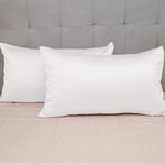 SleepyCat Satin Fabric Solid Pillow Case with Envelope Closure - Pack of 2 Count | Wrinkle Free | Machine Washable, Daisy White (Standard Size, 28X18 Inches),300