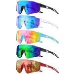 Kids Sunglasses for Boys Girls UV400, Polarized Baseball Sunglasses for Kids, Youth Sports Eyewear, Cycling Softball Running (5 Pack)