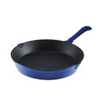 Barbary & Oak BO800255BLU Cast Iron Round Fry Pan with Durable Enamel Interior, 26cm, Limoges Blue