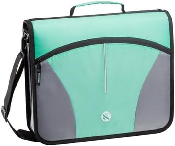 Kinbashi 3-Inch Zipper Binder, Round Ring Binder with Handle and Shoulder Strap, Green