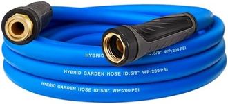 Sowgreen Upgraded Garden Hose 15 ft with 360° Rotating Handle, New Hybrid Water Hose 5/8 IN x 15FT, Flexible, Lightweight, Durable, Heavy Duty, All-weather, 3/4 IN GHT Solid Brass Fittings, Blue